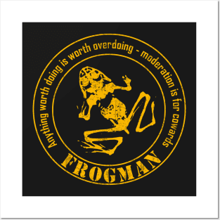 Frogman diver (small logo - distressed) Posters and Art